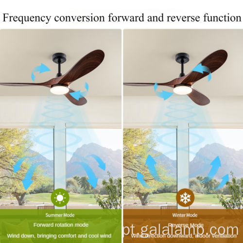 Ventilador de teto de madeira iluminado